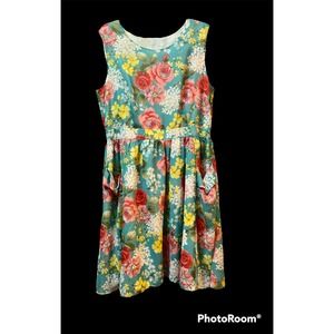 Lightweight Gathered Floral Print Dess Size 16 by NorthStyle